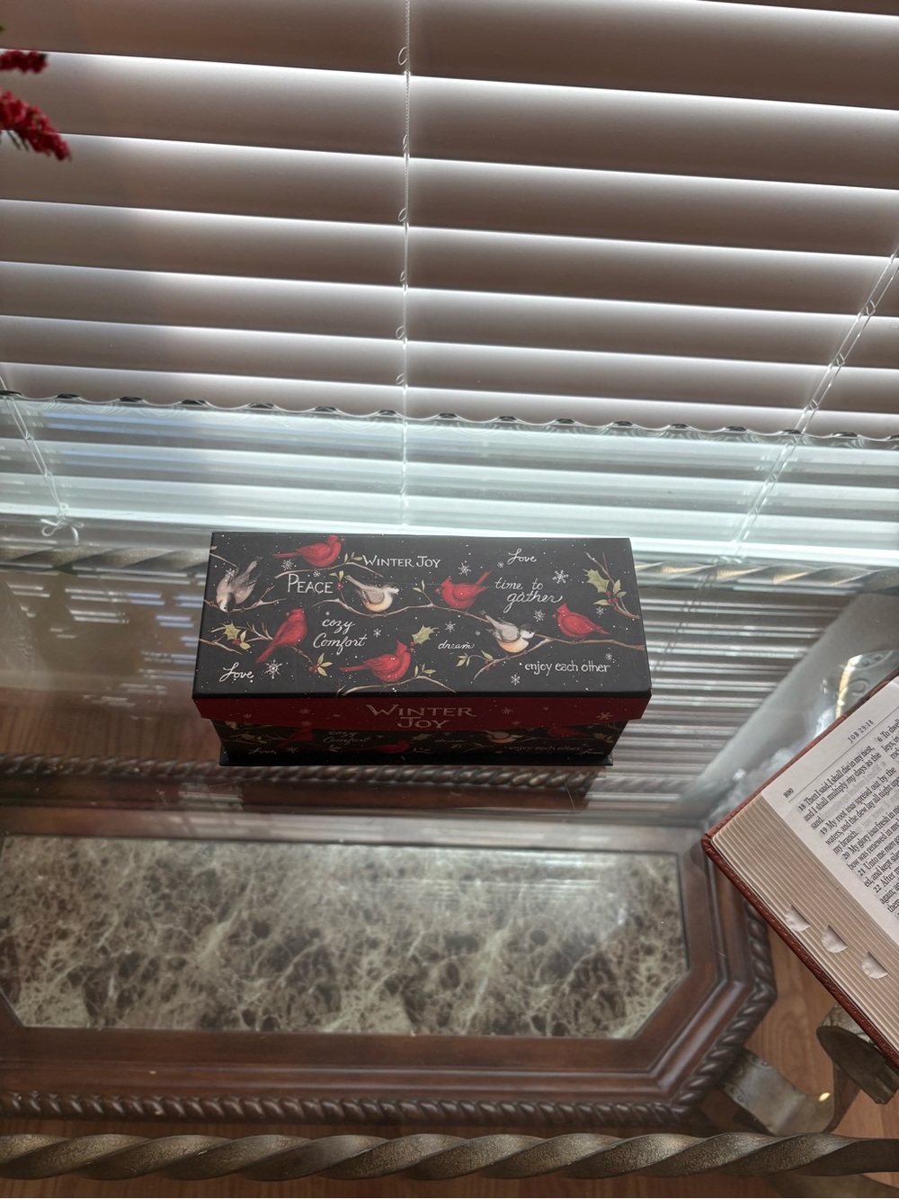 Winter Joy Decorative Keepsake Box - Black and Red